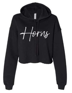 .Women's Cropped Hoodie-Black-Horns.