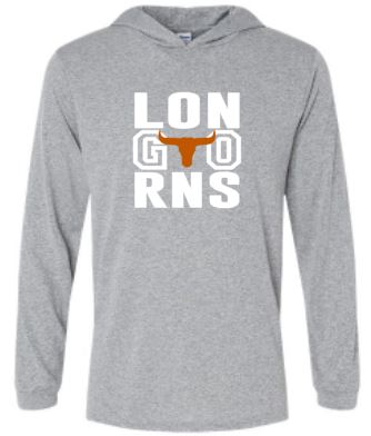 .Longhorn Grey Hooded Long Sleeve.
