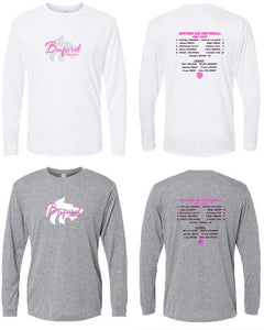 .Buford Softball Unisex Long Sleeve  Performance Tee with roster.