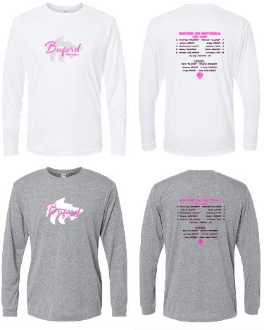 .Buford Softball Unisex Long Sleeve  Performance Tee with roster.