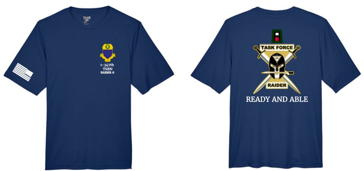 .Navy Dry Fit Tee with personalization.