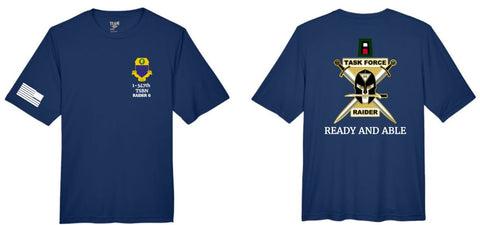 .Navy Dry Fit Tee with personalization.
