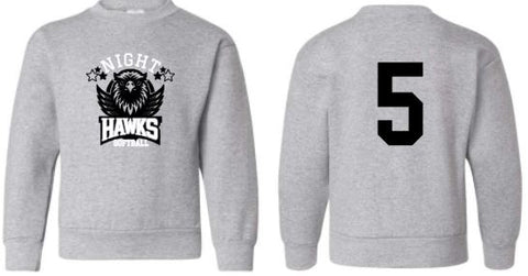 .Night Hawks Softball Crewneck With Number.