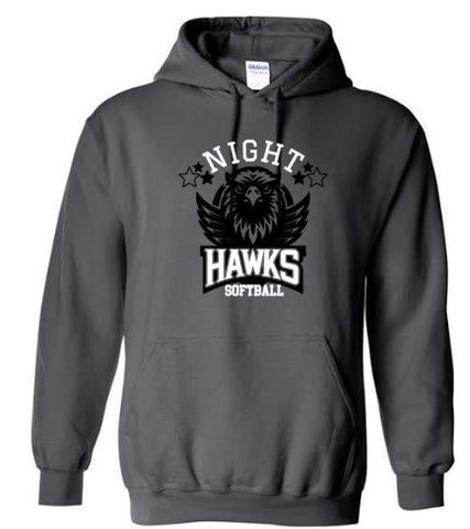 .Night Hawks Softball Sport Charcoal Hoodie.