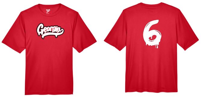 .Georgia Red Short Sleeve Tee with Number.