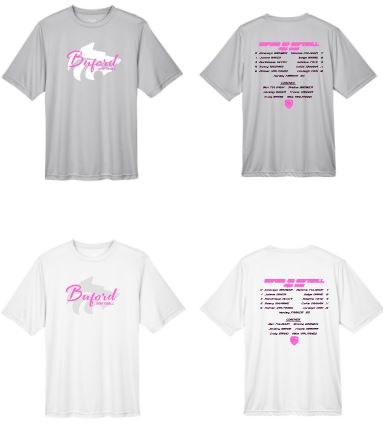 .Buford Softball Dry Fit Tee with Roster on the back.