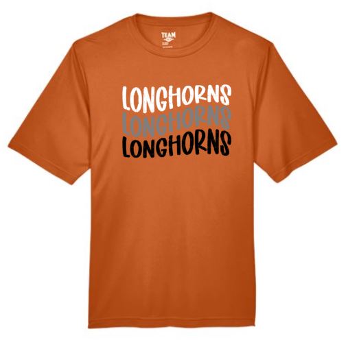.Stacked Distressed Longhorn Short Sleeve Dry Fit tee.