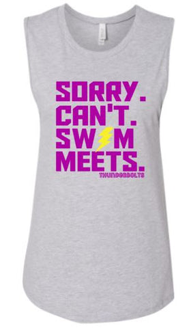 .Bella Canvas Heathered grey ADULT Sorry Can't Swim Meet tank.