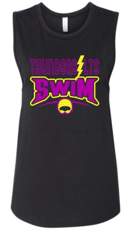 .Bella Canvas Black ADULT Thunderbolts Swim tank.