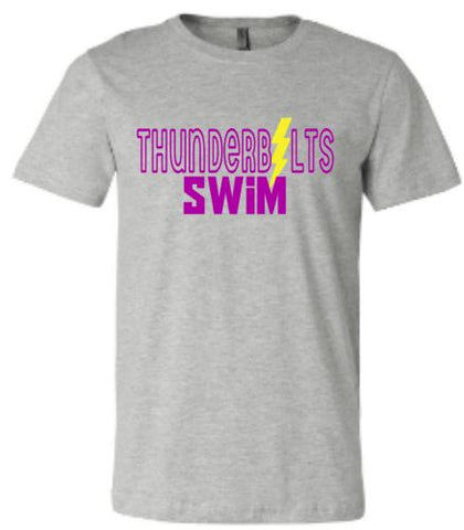 .Unisex Athletic Heather Thunderbolts Swim Bella tee.