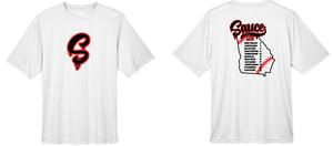 .Sauce 11u Roster White Dry Fit Tee.