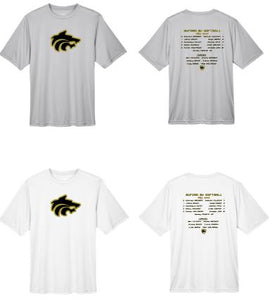 .Wolf Dry Fit Tee with Roster on the back.
