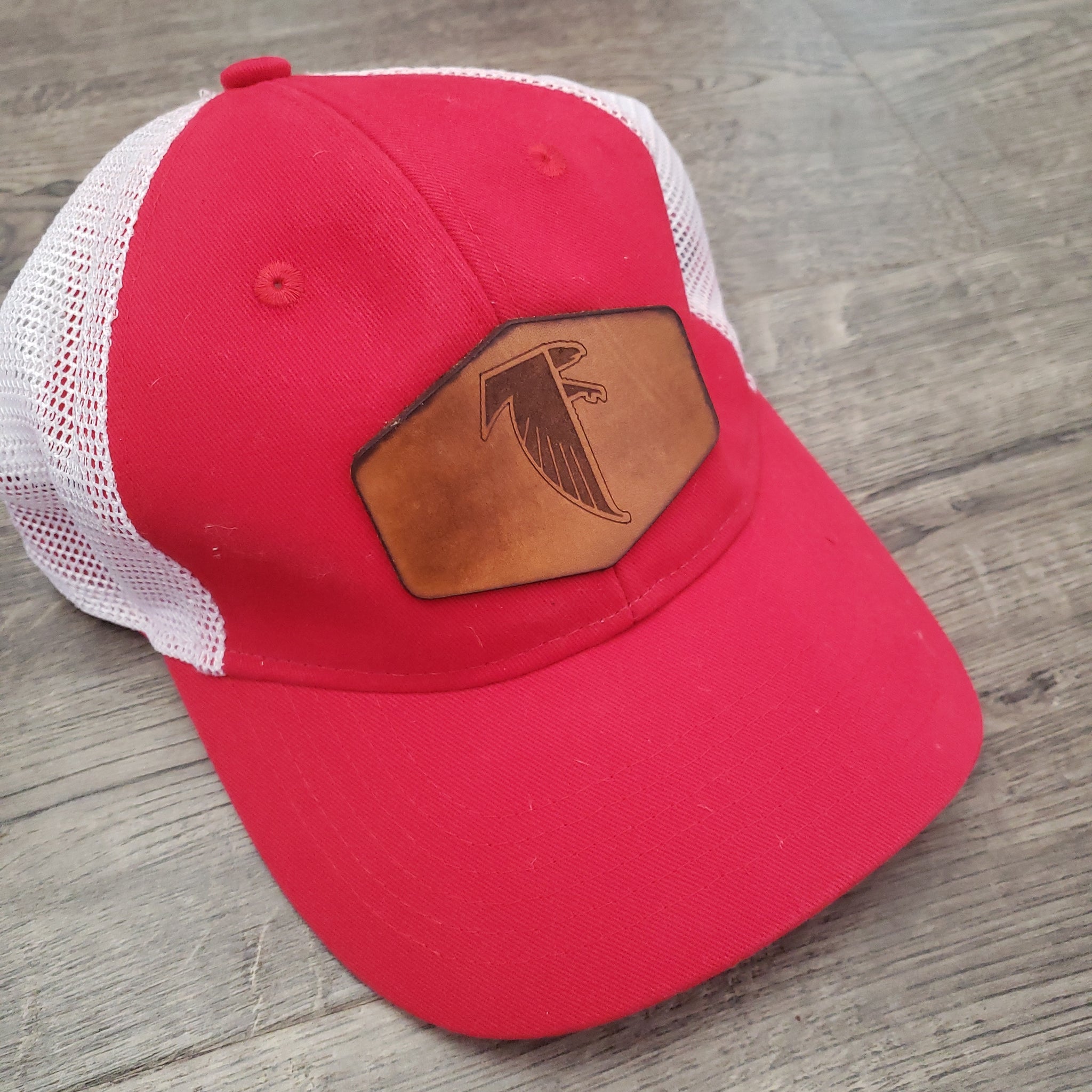 .Red Ladies Fit Ponytail back Falcons Cap.
