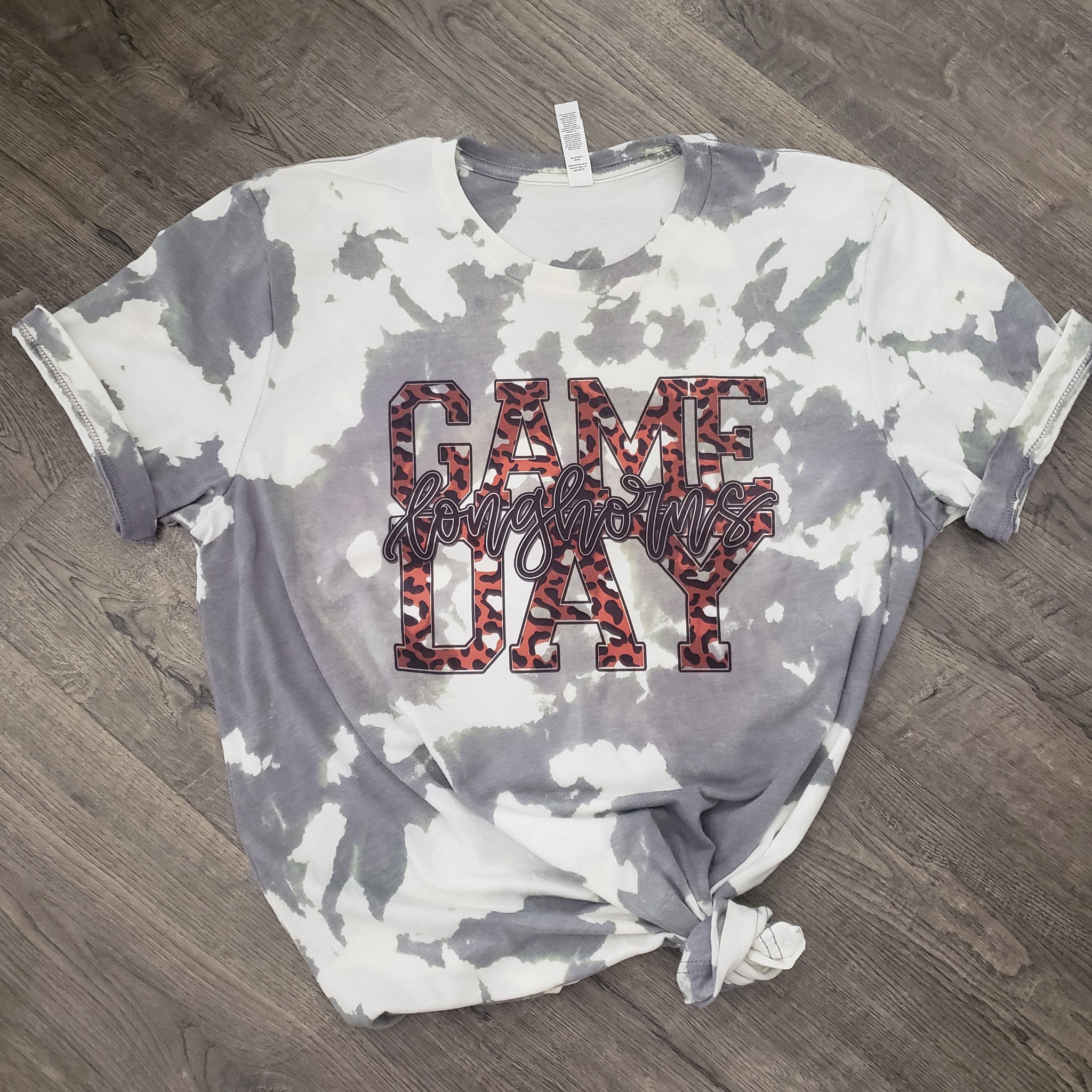 .Game Day Cheetah Bella acid wash tee.