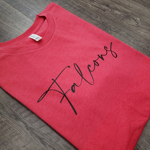 .Falcons Script heathered Red Tee.