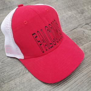 .Ladies fit red ponytail back cap.