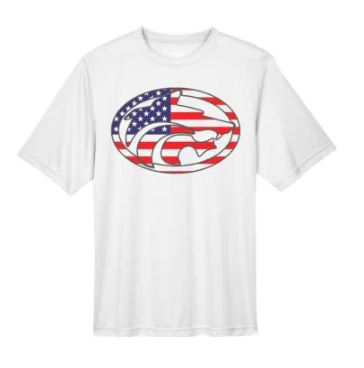 .Moisture Wicking red white and blue Short Sleeve.