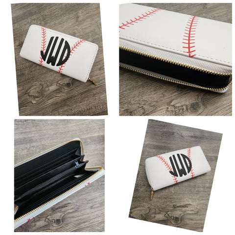 .Custom Monogrammed Baseball wallet.