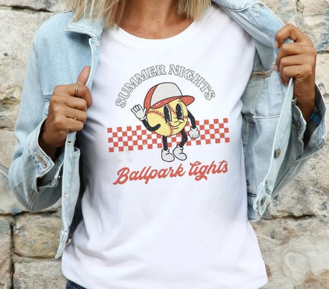 .Summer Nights and Ballpark Lights Short Sleeve Tee.