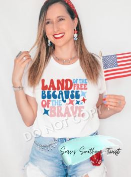 .Land of the Free Because of the Brave Bella Canvas Tee.