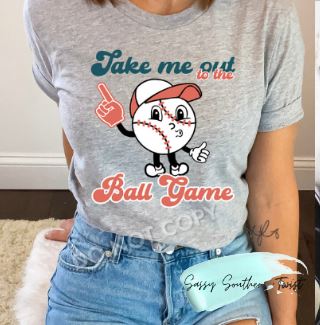 .Take me out to the ballgame retro Bella Canvas Tee.