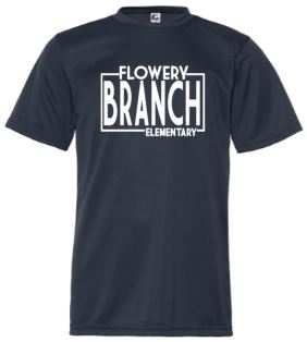 .Flowery Branch Elementary Moisture Wicking Unisex NAVY YOUTH Tee.