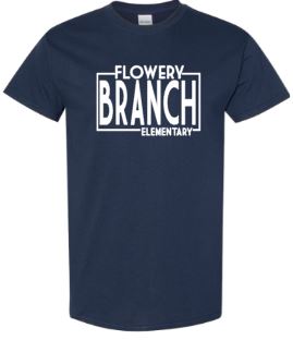 .Flowery Branch Elementary Cotton Unisex NAVY ADULT Tee.