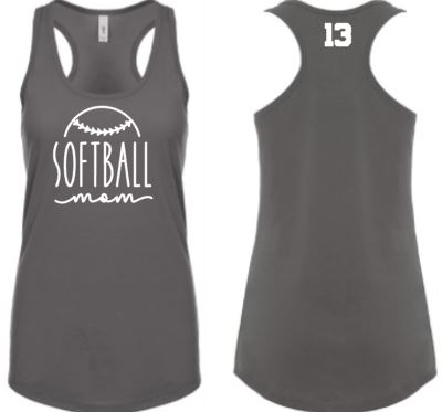 .Dark Gray Softball Mom Tank 1x-4x.